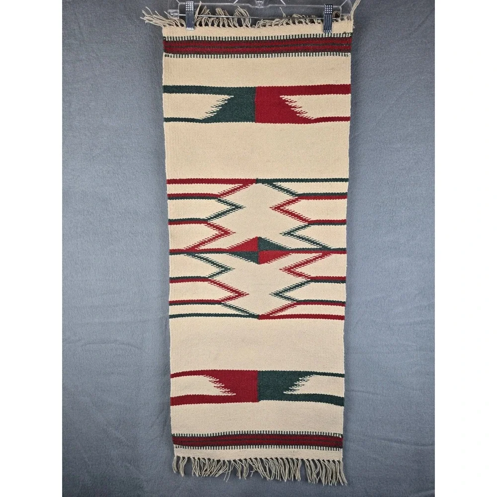 Vintage San Luis Valley Crafts 100% Wool Rug 15x36 Hand Woven Southwestern
